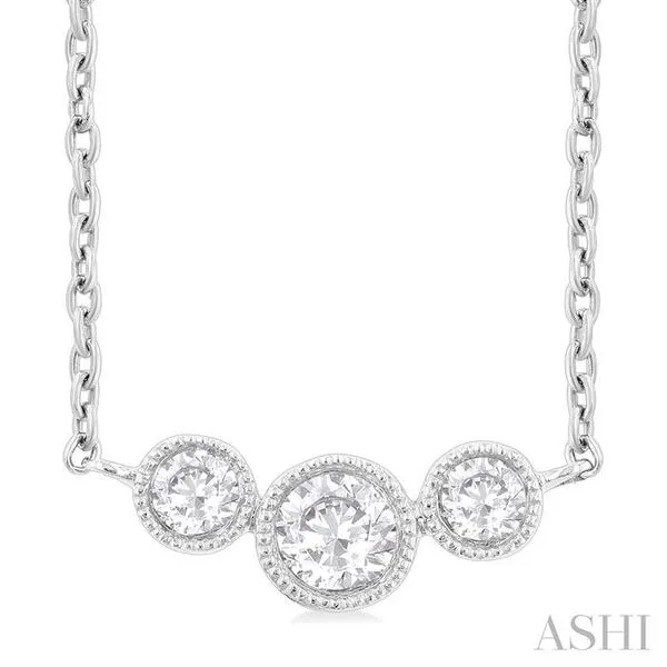 1/4 Ctw Past, Present & Future 3-Stone Bezel Set Round Cut Diamond Necklace in 14K White Gold Hart's Jewelers Grants Pass, OR