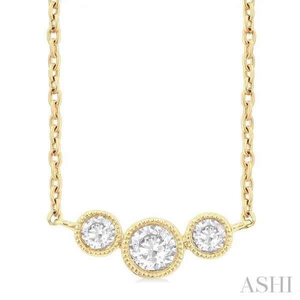 1/4 Ctw Past, Present & Future 3-Stone Bezel Set Round Cut Diamond Necklace in 14K Yellow Gold Hart's Jewelers Grants Pass, OR