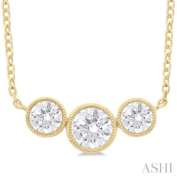 3/4 Ctw Past, Present & Future 3-Stone Bezel Set Round Cut Diamond Necklace in 14K Yellow Gold Hart's Jewelers Grants Pass, OR