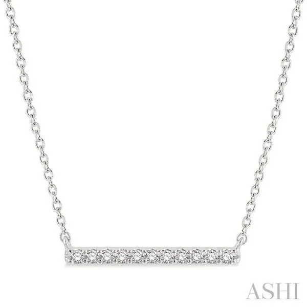 1/8 Ctw Single Cut diamond Petite Bar Necklace in 10K White Gold Hart's Jewelers Grants Pass, OR