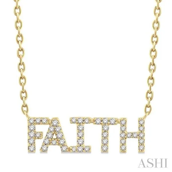 1/6 Ctw 'FAITH' Block Round Cut Diamond Necklace in 10K Yellow Gold Hart's Jewelers Grants Pass, OR