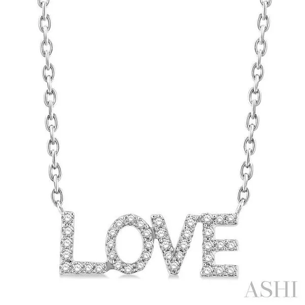 1/6 Ctw 'LOVE' Block Round Cut Diamond Necklace in 10K White Gold Hart's Jewelers Grants Pass, OR