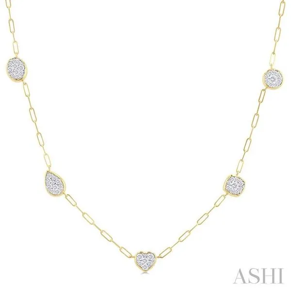 3/4 Ctw Lovebright Mixed Shape Mount Round Cut Diamond Station Necklace in 14K Yellow and White Gold Hart's Jewelers Grants Pass, OR