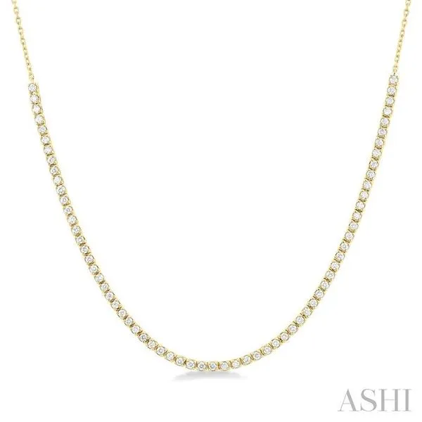 1 Ctw Round Cut Diamond Halfway Tennis Necklace in 10K Yellow Gold Hart's Jewelers Grants Pass, OR