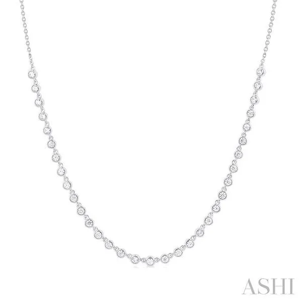 3/4 Ctw Halfway Bezel Set Round Cut Diamond Tennis Necklace in 14K White Gold Hart's Jewelers Grants Pass, OR