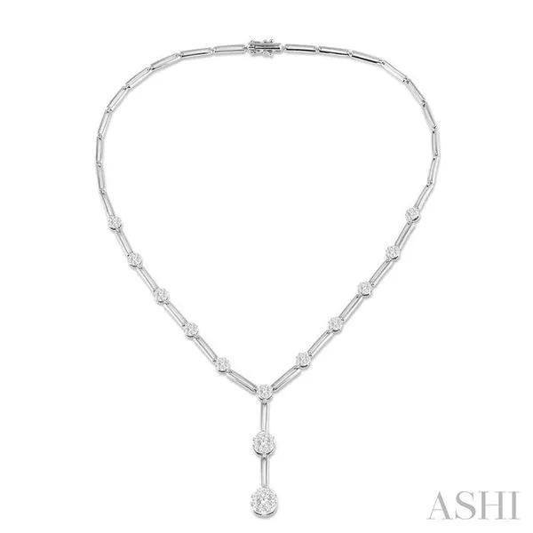 2 Ctw Lovebright Round Cut Diamond Elongated Link Necklace in 14K White Gold Hart's Jewelers Grants Pass, OR