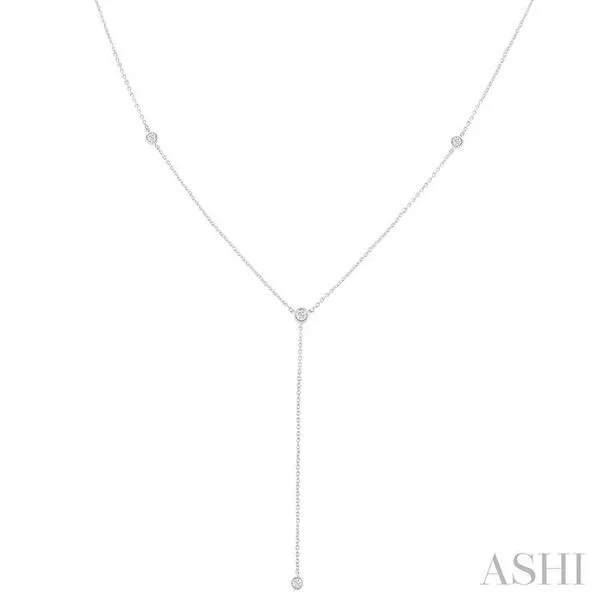 1/4 Ctw Bezel Set Round Cut Diamond Y-Shape Lariat Station Necklace in 14K White Gold Hart's Jewelers Grants Pass, OR