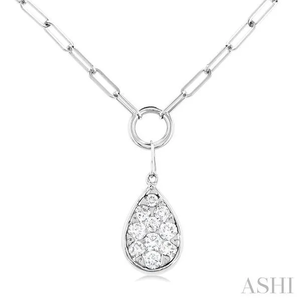 1/4 Ctw Lovebright Pear Shape Round Cut Diamond Paperclip Necklace in 14K White Gold Hart's Jewelers Grants Pass, OR