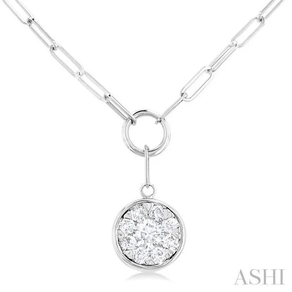 1/4 Ctw Lovebright Circular Shape Round Cut Diamond Paperclip Necklace in 14K White Gold Hart's Jewelers Grants Pass, OR