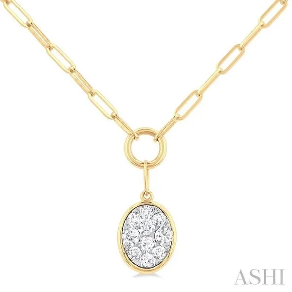 1/4 Ctw Lovebright Oval Shape Round Cut Diamond Paperclip Necklace in 14K Yellow & White Gold Hart's Jewelers Grants Pass, OR