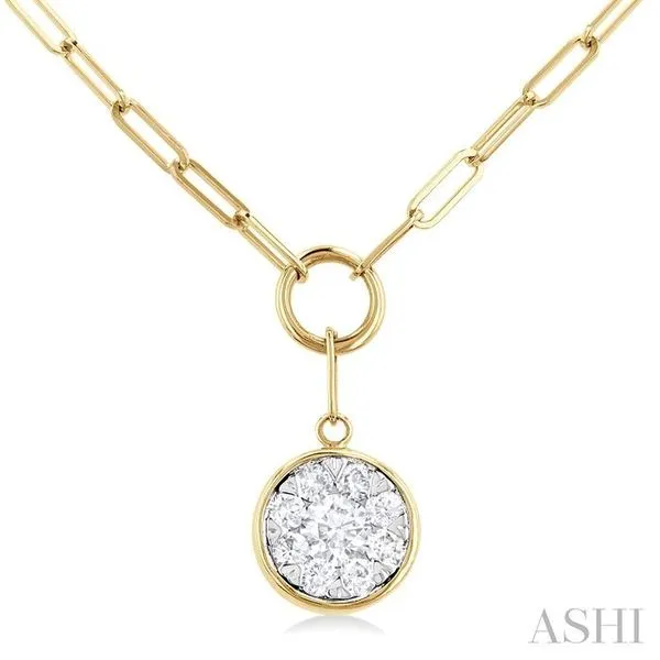1/4 Ctw Lovebright Circular Shape Round Cut Diamond Paperclip Necklace in 14K Yellow & White Gold Hart's Jewelers Grants Pass, OR