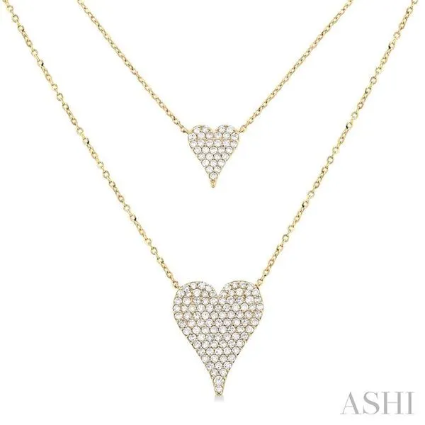 3/4 Ctw 2-Layered Heart Shape Single Cut Diamond Fashion Necklace in 14K Yellow Gold Hart's Jewelers Grants Pass, OR