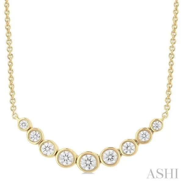 1/2 Ctw Graduated Bezel Set Round Cut Diamond Smile Necklace in 14K Yellow Gold Hart's Jewelers Grants Pass, OR