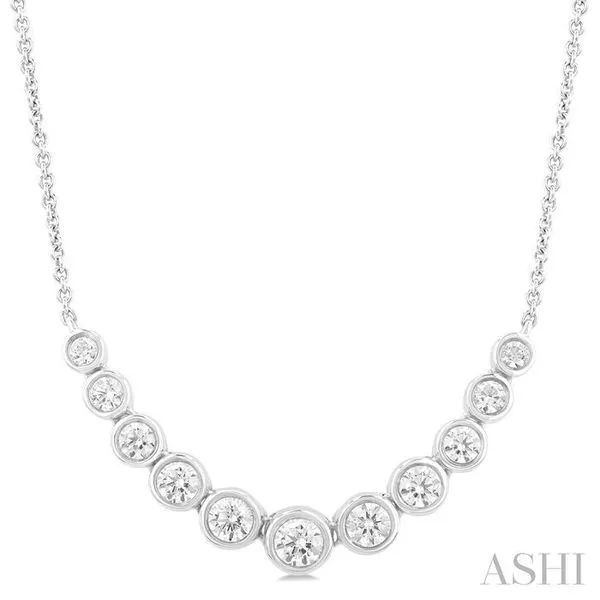 3/4 Ctw Graduated Bezel Set Round Cut Diamond Smile Necklace in 14K White Gold Hart's Jewelers Grants Pass, OR