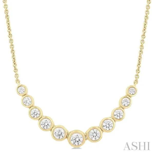 3/4 Ctw Graduated Bezel Set Round Cut Diamond Smile Necklace in 14K Yellow Gold Hart's Jewelers Grants Pass, OR