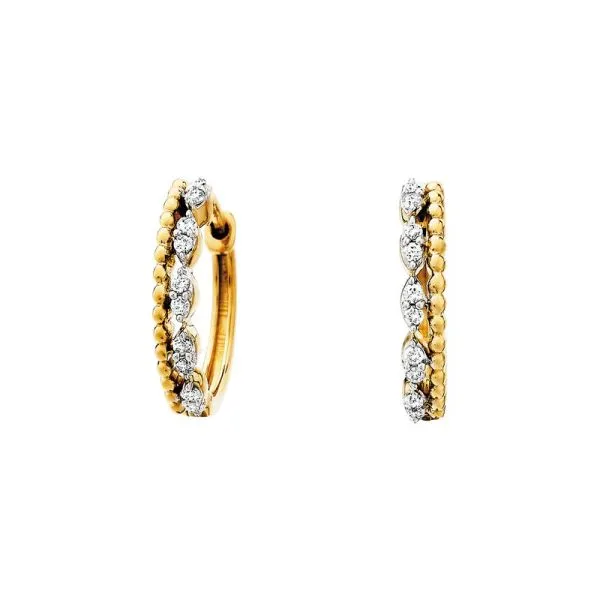 10k Yellow Gold 0.12ctw Diamond I2 H-I Mini-Hoop Huggie Earrings