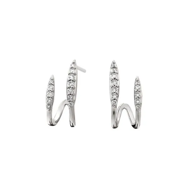 10k White Gold 0.11ctw Diamond I2 H-I Double Hoop Earrings