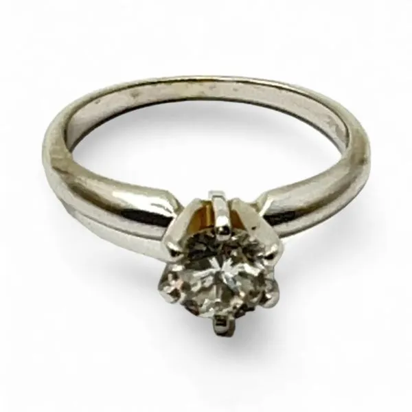 14K White Gold Round 0.50ct Diamond Solitaire Ring Size 3.5