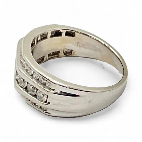 10k White Gold 1.50ctw Round Diamond I2 I Wedding Band Size 10