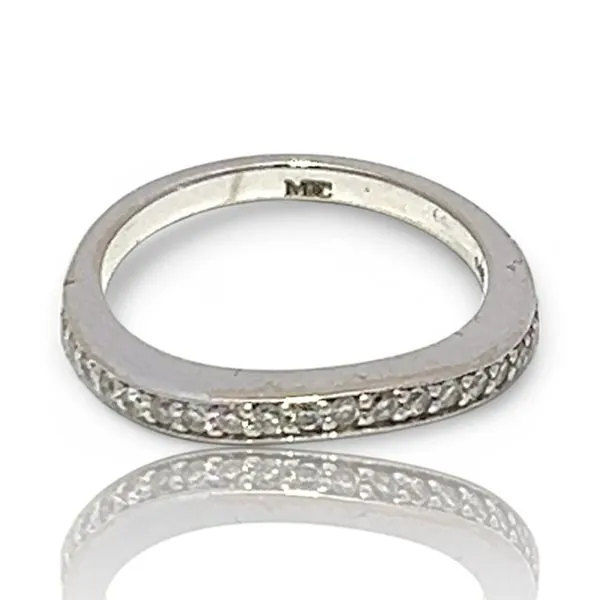 14k White Gold 1/5ctw Brilliant Cut Diamond Wedding Band Size 5