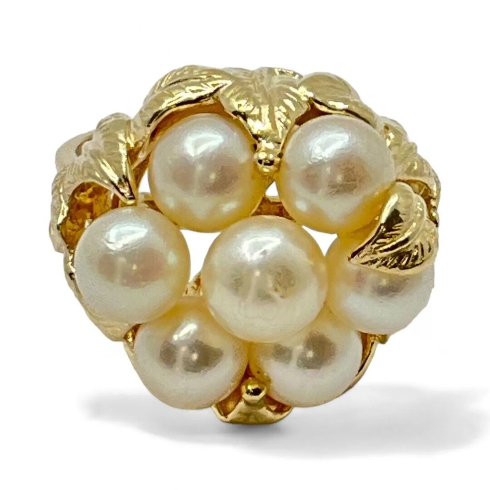 14k Yellow Gold Cultured Freshwater Pearl Bouquet Ring Size 8