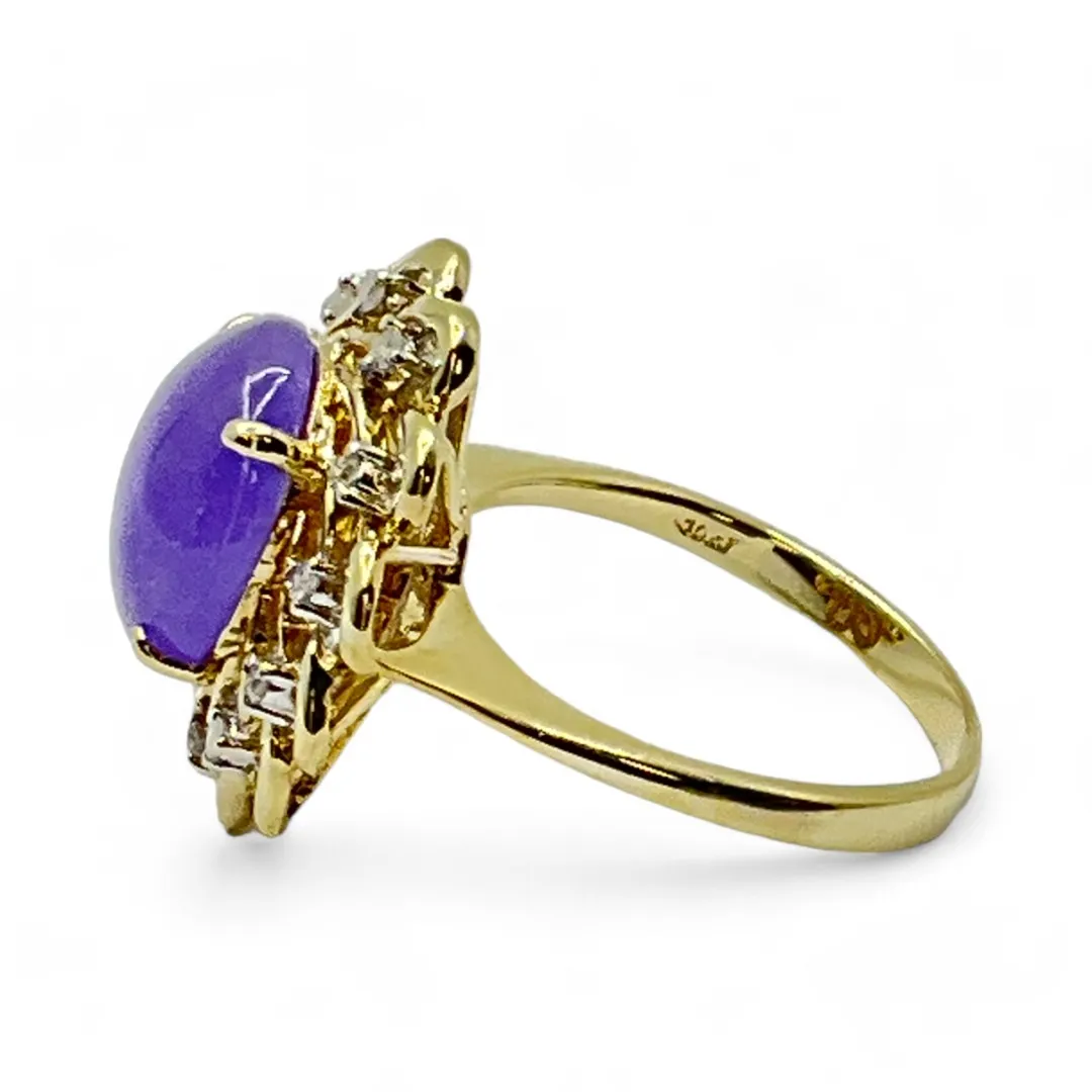 10k Yellow Gold Oval Purple Stone and 0.09ctw Diamond Ring Size 8