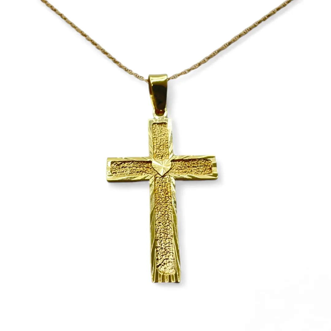 18 Inch Long 14k Yellow Gold Reversible Cross w/ Spring Ring Clasp