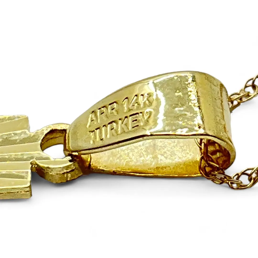 18 Inch Long 14k Yellow Gold Reversible Cross w/ Spring Ring Clasp