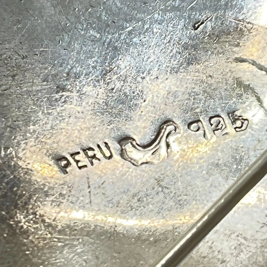 Sterling Silver 2.5 Inch Tall Tribal Brooch Made in Peru