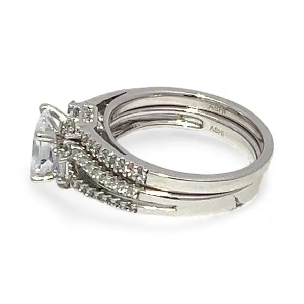 Ashi Sterling Silver Cubic Zirconia Vacation Wedding Ring Set Size 7