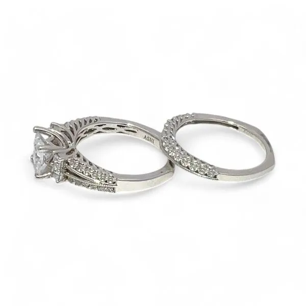 Ashi Sterling Silver Cubic Zirconia Vacation Wedding Ring Set Size 7