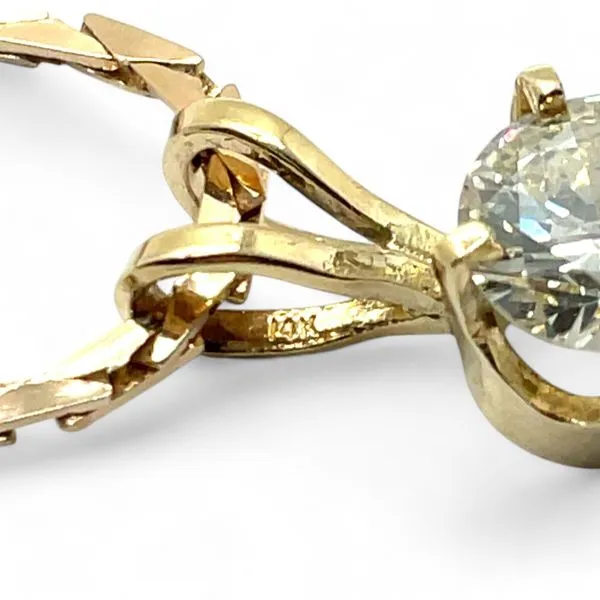 14k Yellow Gold 1/2ct Old European Cut Diamond Pendant with Chain