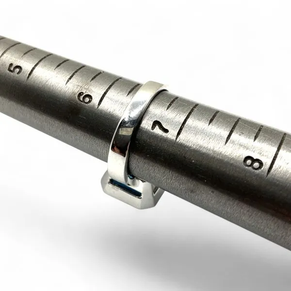 14k White Gold 14x12mm Rectangular Blue Topaz Cocktail Ring Size 6.5