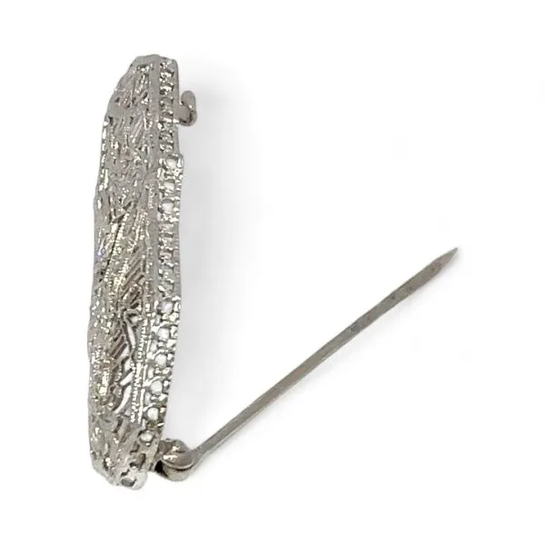 14k White Gold Round Diamond VS2 H Brooch