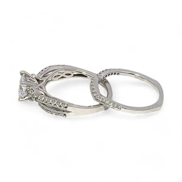 Ashi Sterling Silver Cubic Zirconia Vacation Wedding Ring Set Size 7