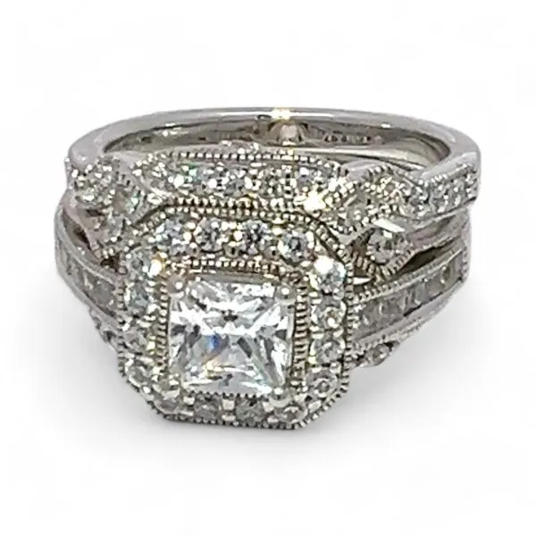 Ashi Sterling Silver Cubic Zirconia Vacation Wedding Ring Set Size 7