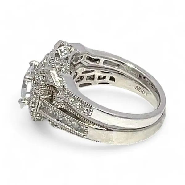 Ashi Sterling Silver Cubic Zirconia Vacation Wedding Ring Set Size 7