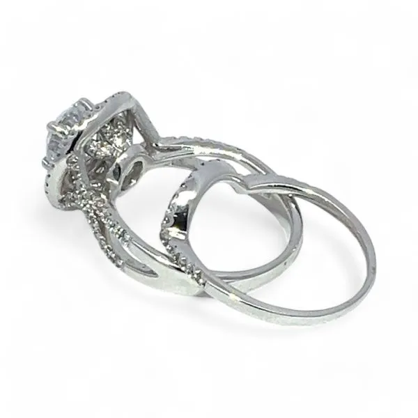 Ashi Sterling Silver Cubic Zirconia Vacation Wedding Ring Set Size 7