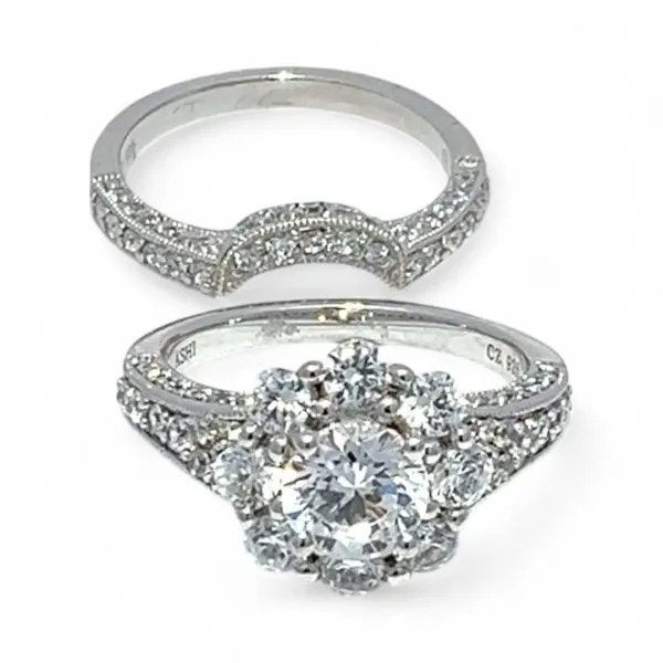 Ashi Sterling Silver Cubic Zirconia Vacation Wedding Ring Set Size 7