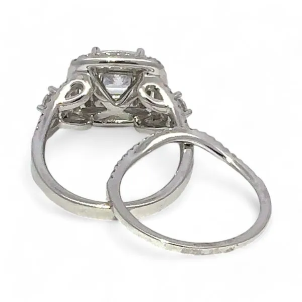 Ashi Sterling Silver Cubic Zirconia Vacation Wedding Ring Set Size 7