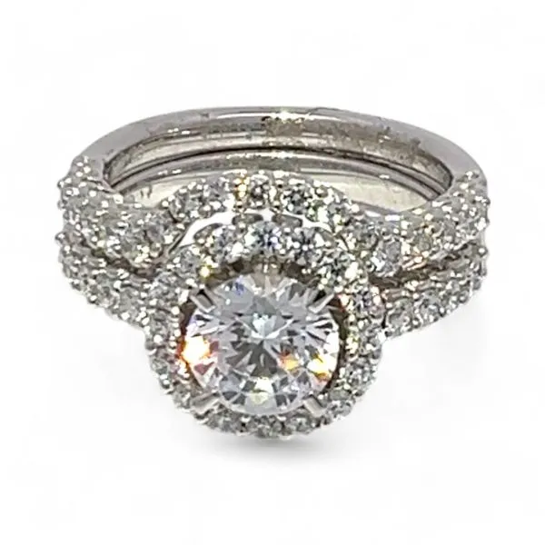 Ashi Sterling Silver Cubic Zirconia Vacation Wedding Ring Set Size 7