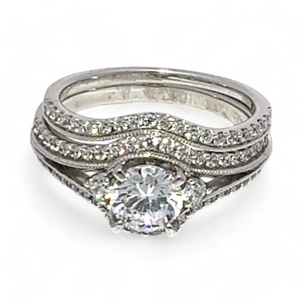 Ashi Sterling Silver Cubic Zirconia Vacation Wedding Ring Set Size 7