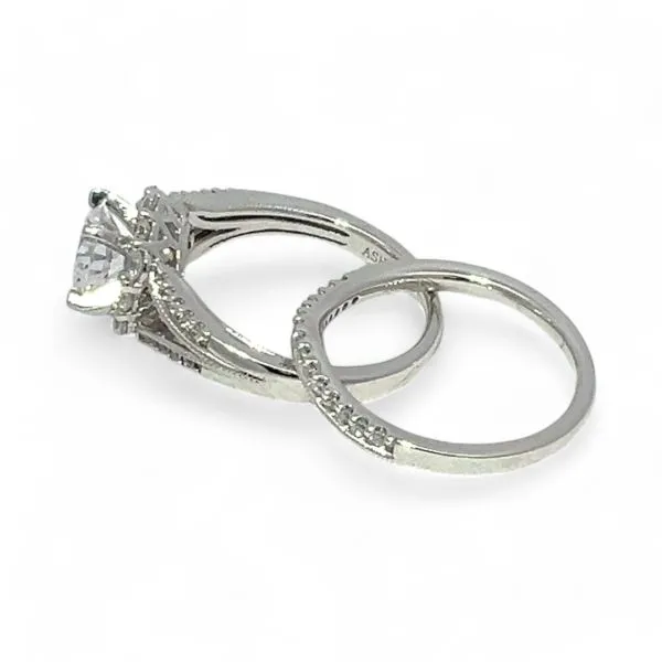 Ashi Sterling Silver Cubic Zirconia Vacation Wedding Ring Set Size 7