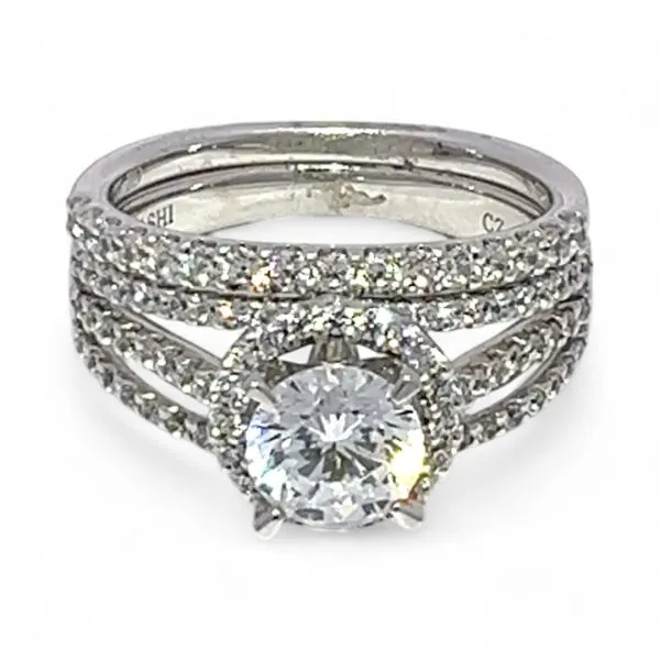 Ashi Sterling Silver Cubic Zirconia Vacation Wedding Ring Set Size 7