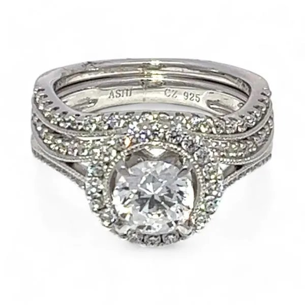 Ashi Sterling Silver Cubic Zirconia Vacation Wedding Ring Set Size 7