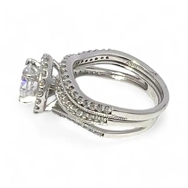 Ashi Sterling Silver Cubic Zirconia Vacation Wedding Ring Set Size 7