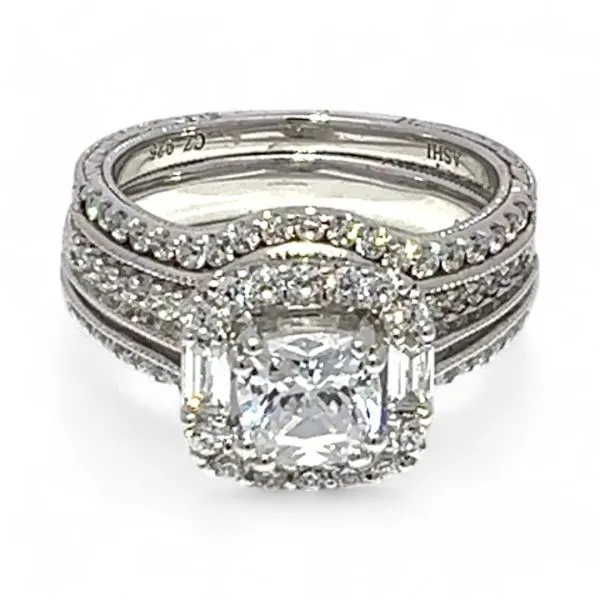 Ashi Sterling Silver Cubic Zirconia Vacation Wedding Ring Set Size 7