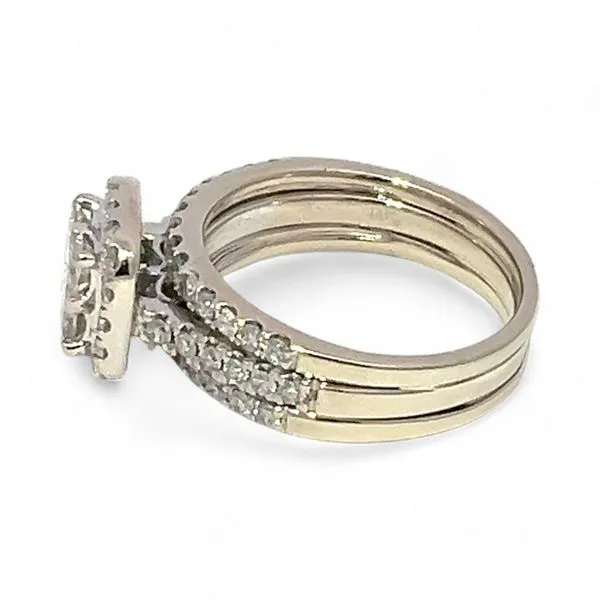 14k White Gold 1.24ctw Princess Cut Diamond Wedding Ring Set Size 7