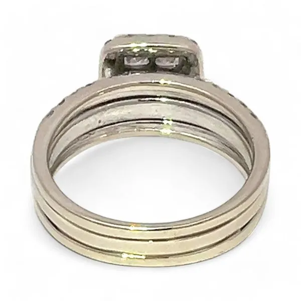 14k White Gold 1.24ctw Princess Cut Diamond Wedding Ring Set Size 7