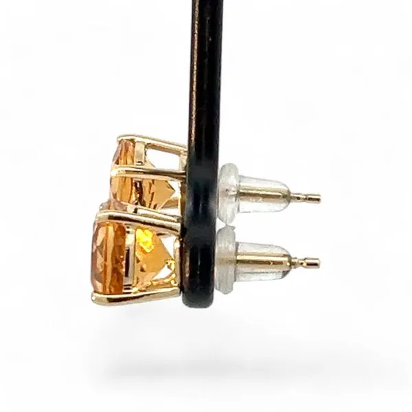 14k Yellow Gold Citrine Stud Earrings with Silicone Backs